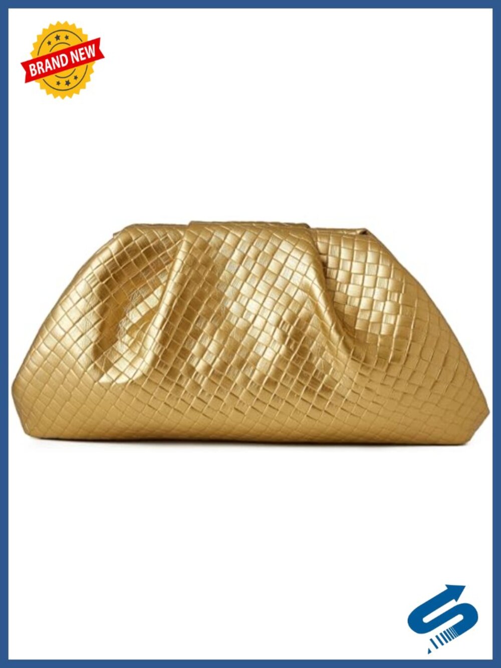 Woven Ruched Dumpling Clutch Evening Bag Detachable Chain Crossbody Purse